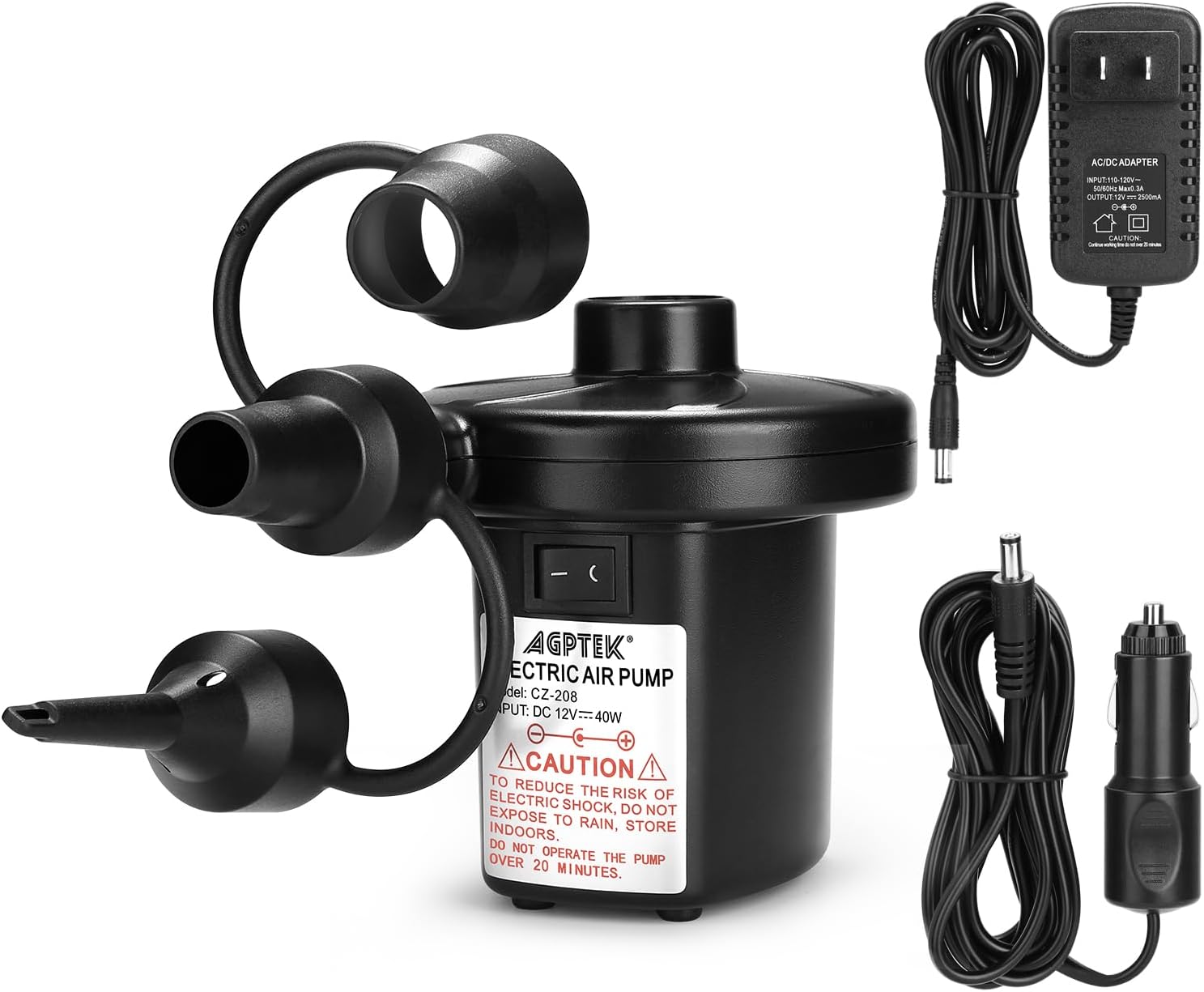 AGPTEK Electric Air Pump with 3 Nozzles