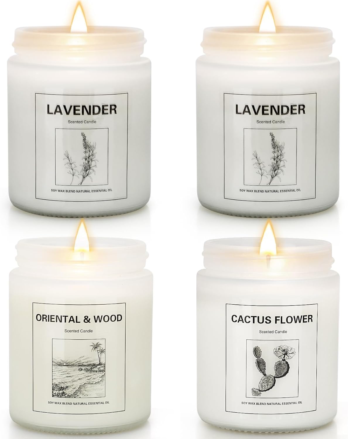 THORNWOLF 4 Pack Scented Lavender Candle Set
