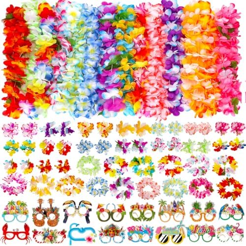 Atonofun 80 PCS Hawaiian Party Decor Accessory Pack