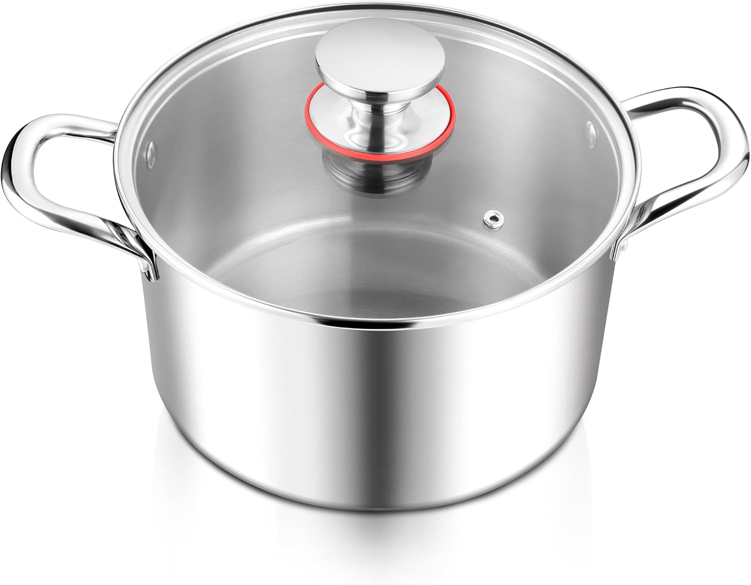 E-far 6 Quart Stock Pot with Glass Lid and Tri-Ply Steel