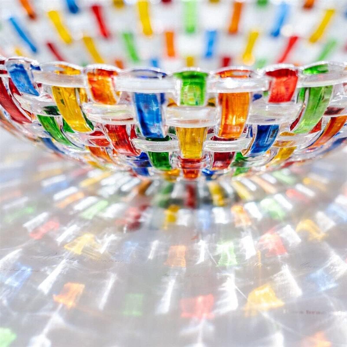 Hand Painted Woven Glass Salad Bowl Decoration