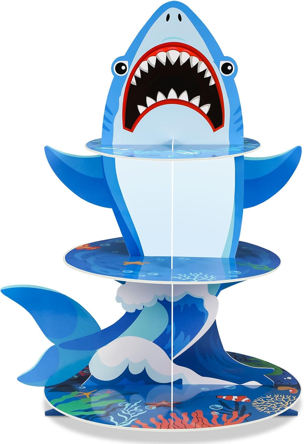 Zopeal 3 Tier Shark Cupcake Stand Ocean Theme Party Decorations
