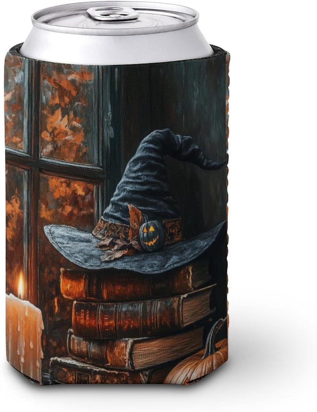Beer Can Cooler Sleeve Halloween Witchs Hat Cover