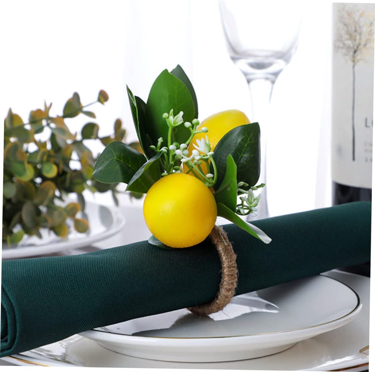 2pcs Artificial Lemon Napkin Ring Holder Decor