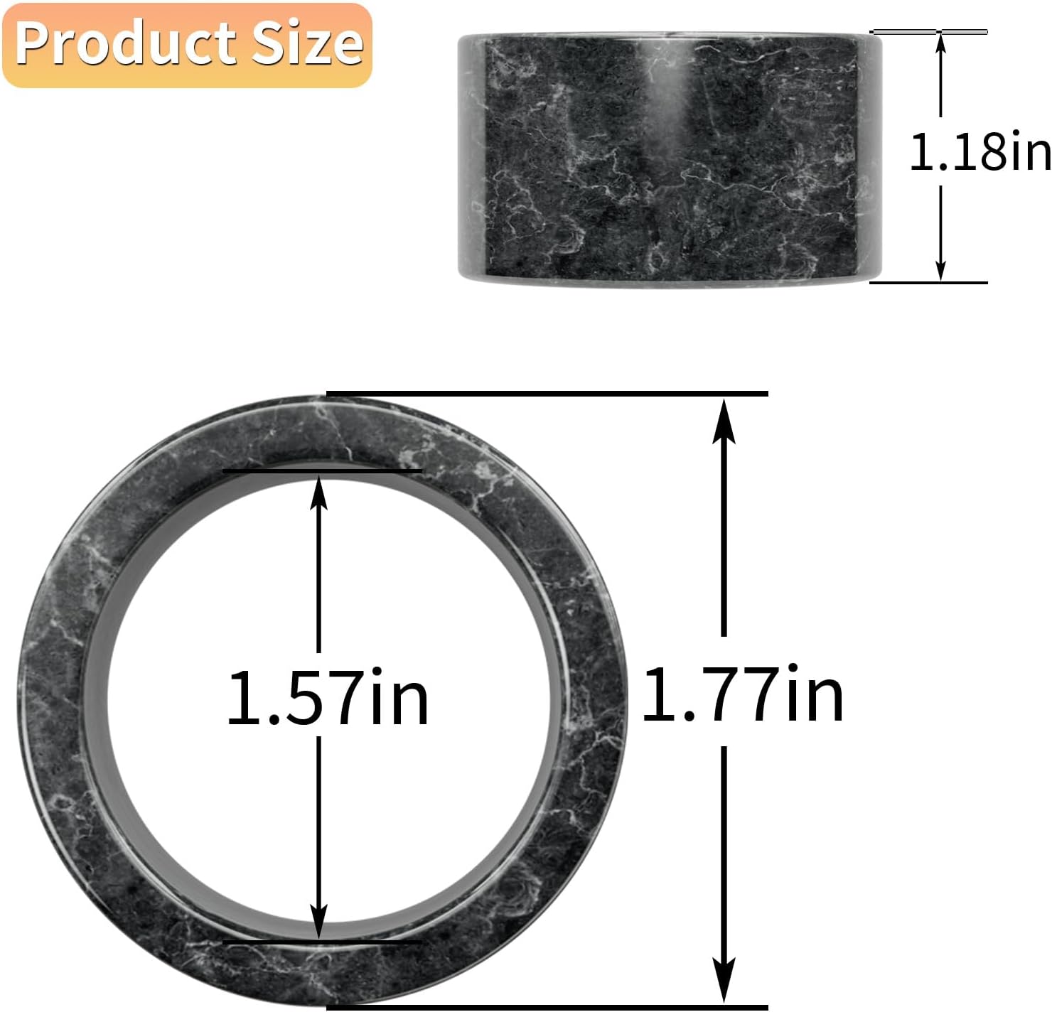 Thanksgiving Napkin Rings - Set of 6 Marble Black