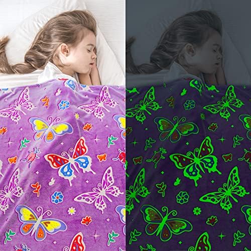 Glow in The Dark Butterfly Blanket for Girls and Kids