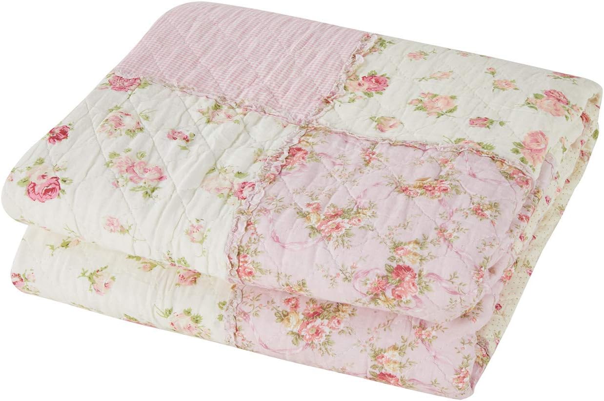 Cozyholy Cotton Patchwork Quilt Twin Size Reversible Bedspread