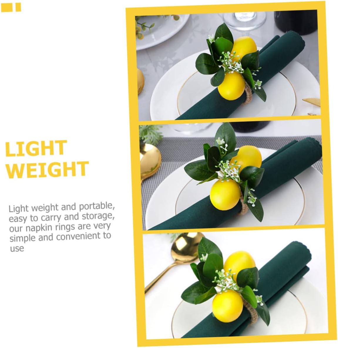 2pcs Artificial Lemon Napkin Ring Holder Decor