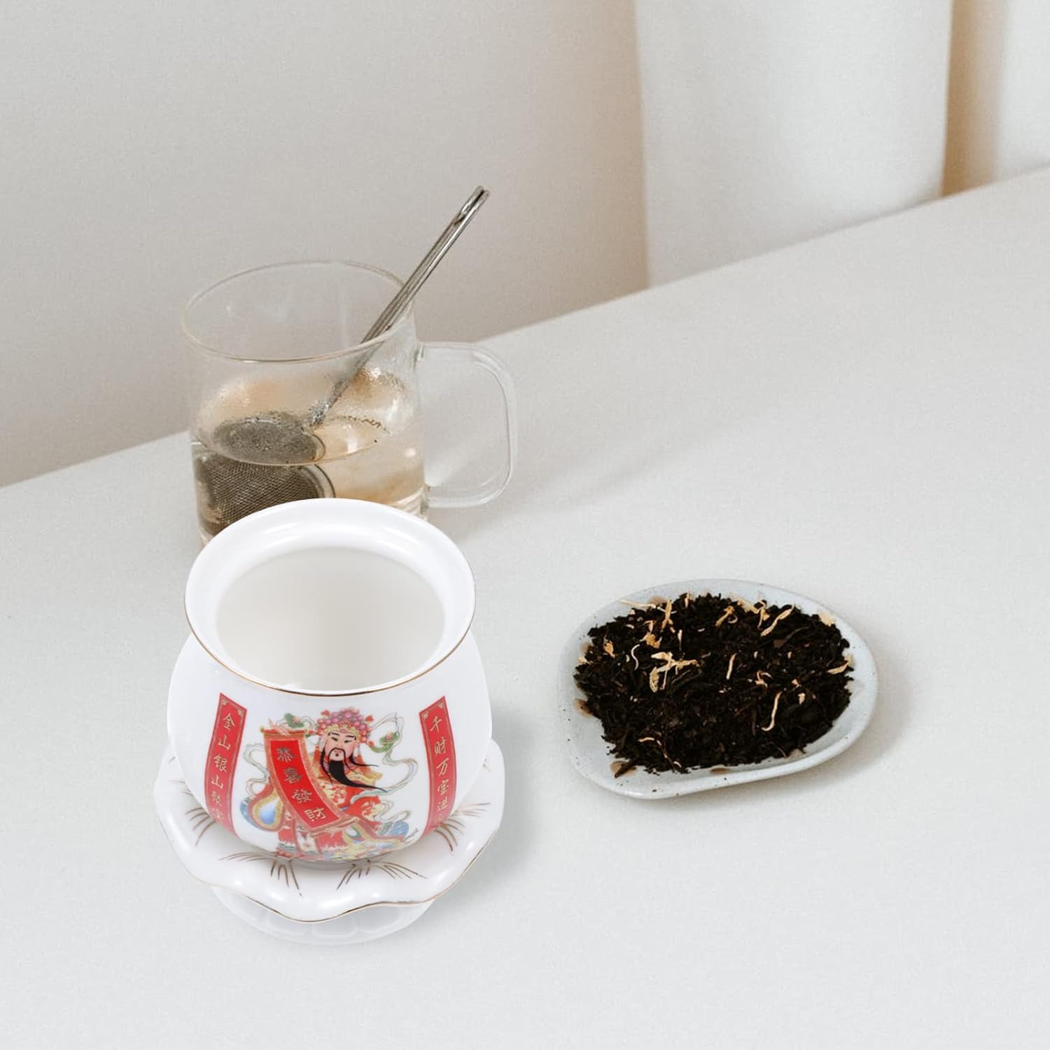 VOSAREA Buddhist Water Offering Cup Ceramic Bowl for Meditation Supplies
