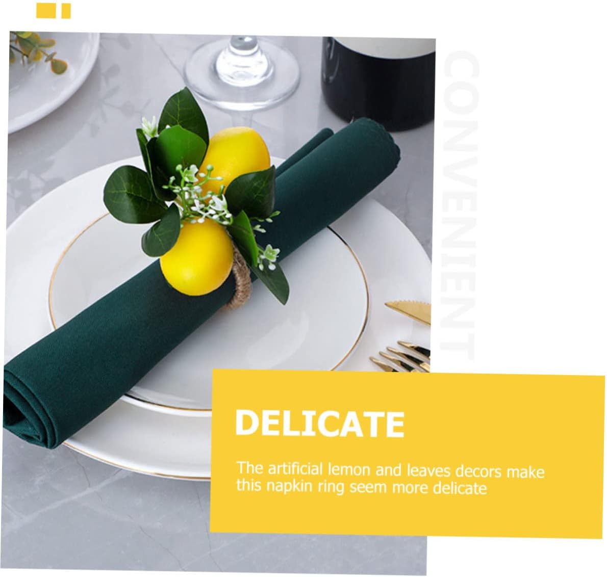 2pcs Artificial Lemon Napkin Ring Holder Decor