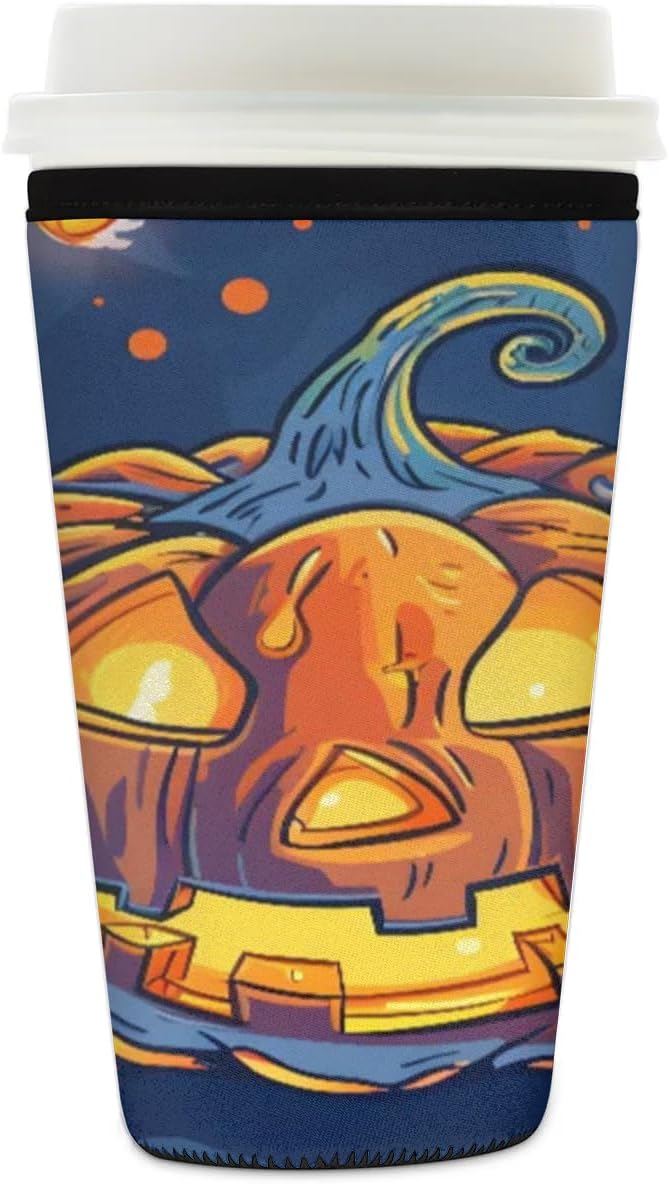 Halloween Pumpkin Candle Cup Insulator Sleeve for Cold Drinks