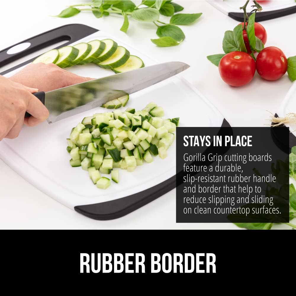 GORILLA GRIP BPA Free Reversible Cutting Board Set of 3