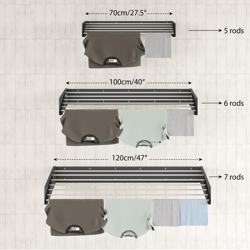 Step Up Laundry Drying Rack 28 Inch Wall Mounted