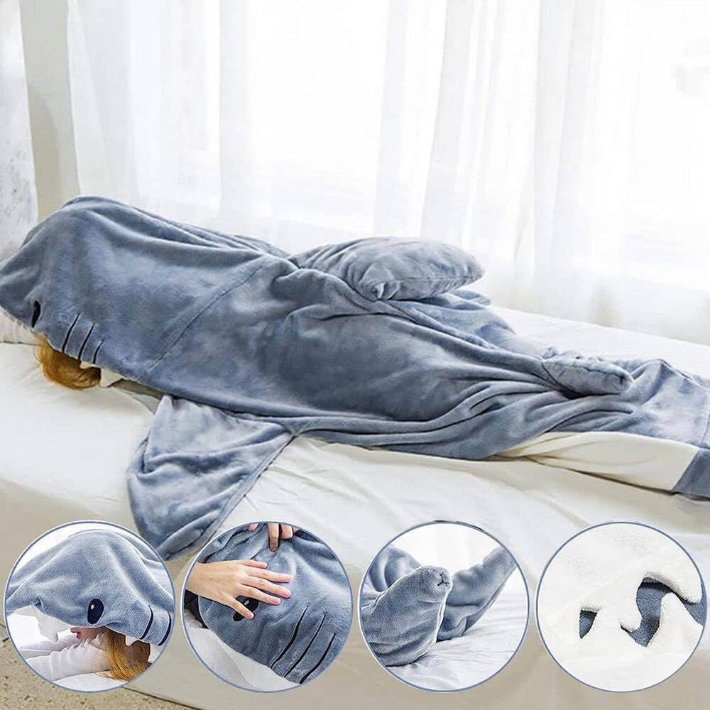Shark Blanket Hoodie Onesie for Adults Kids