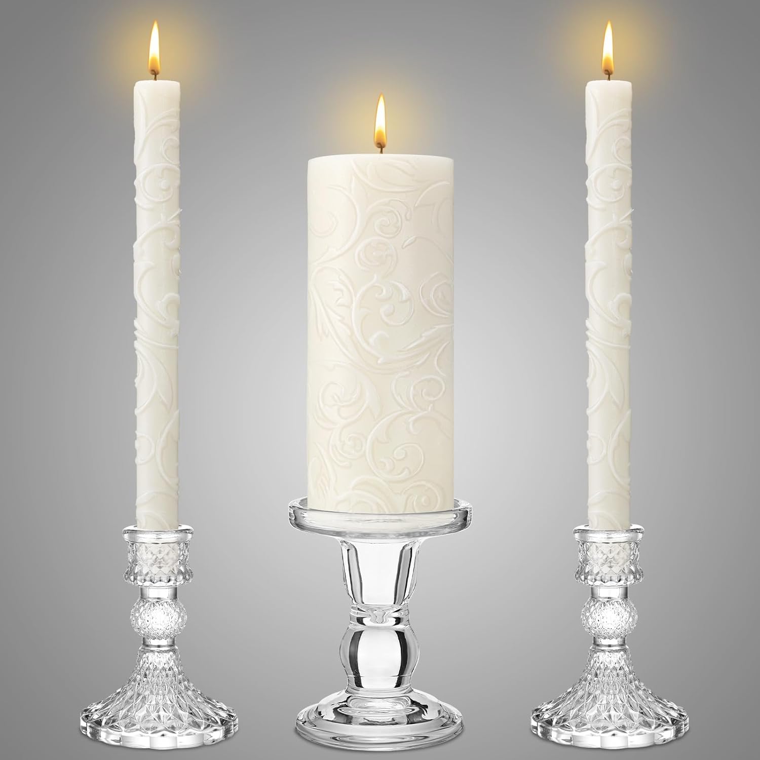 Irenare Unity Candles with Glass Holder Set for Weddings and Events