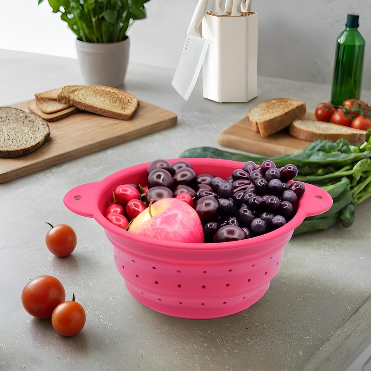 FUSMYE 2 in 1 Collapsible Colander Bowl Set