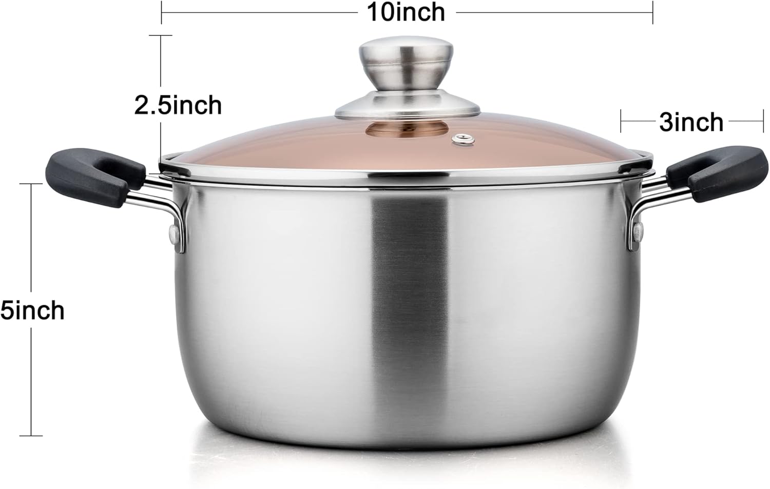 TeamFar 6 Qt Stainless Steel Stock Pot with Lid