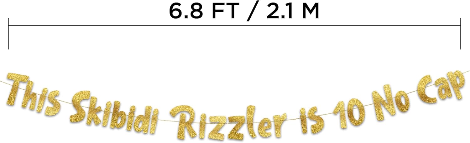 10 No Cap Gold Glitter Banner for 10th Birthday