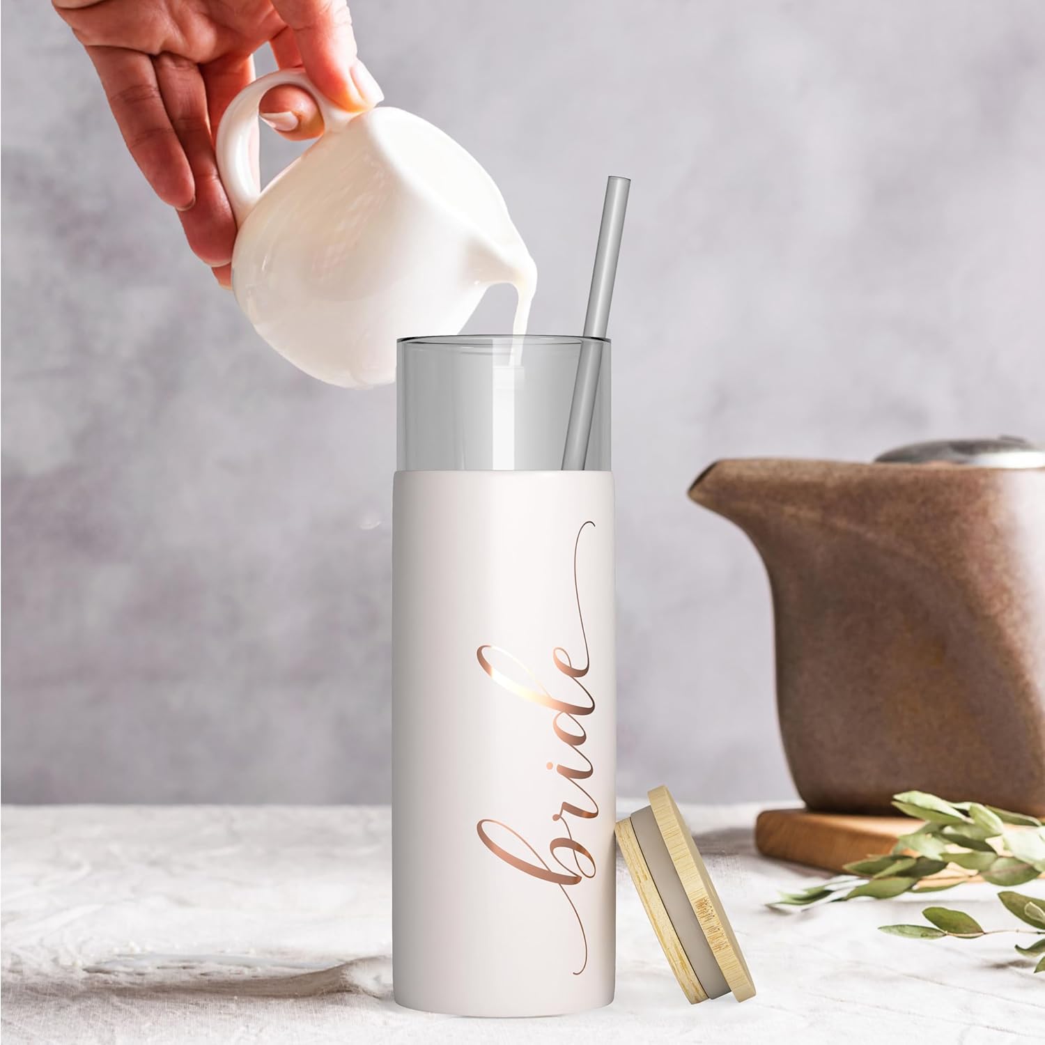 Bride To Be Iced Coffee Tumbler with Bamboo Lid and Straw