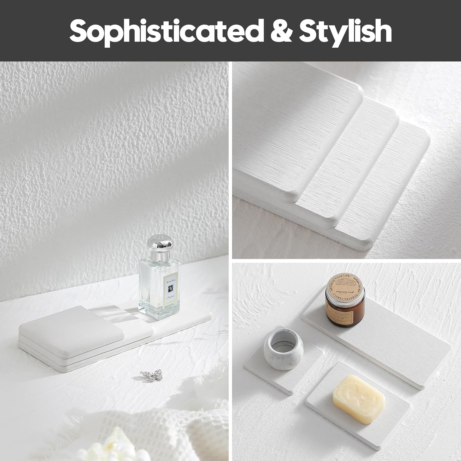 2PCS Bathroom Sink Vanity Trays Quick Drying Mat Organizer
