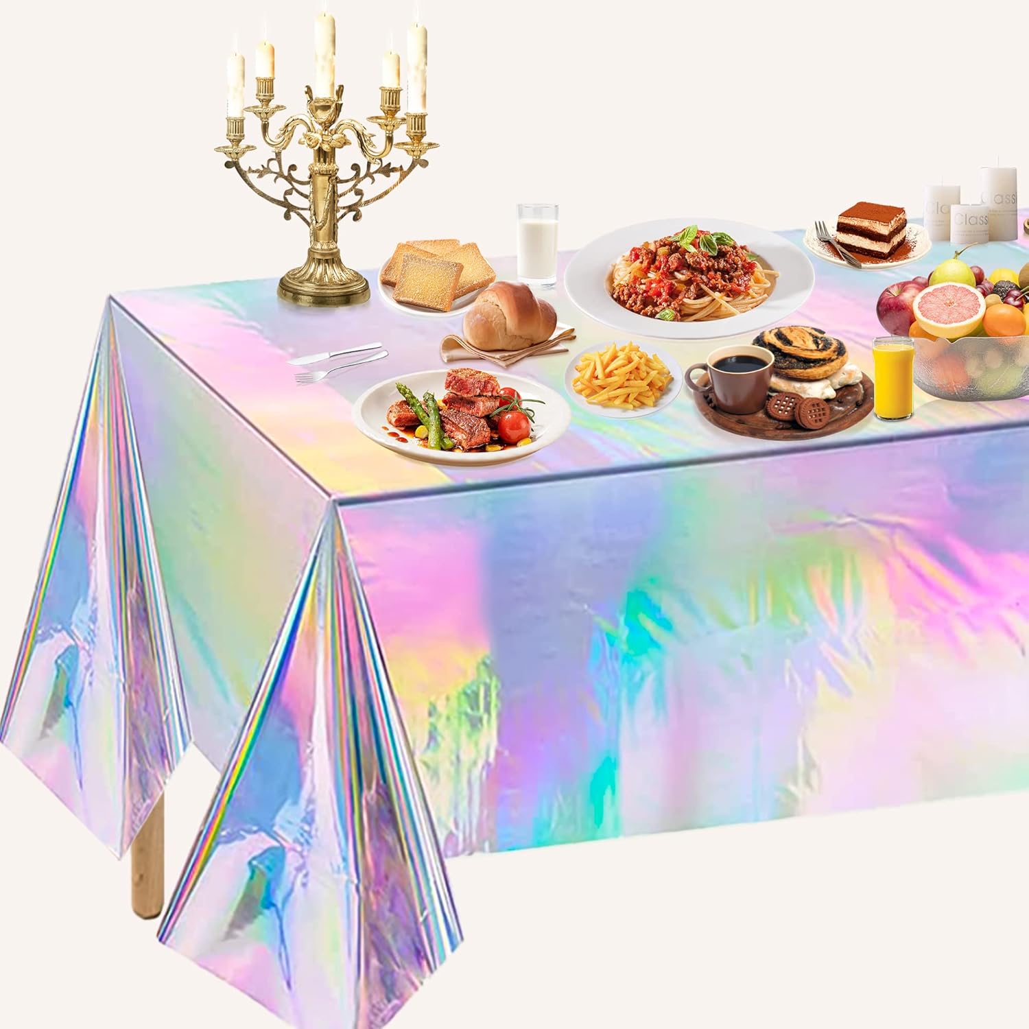 OHOME 4-Pack Iridescent Tablecloths for Parties