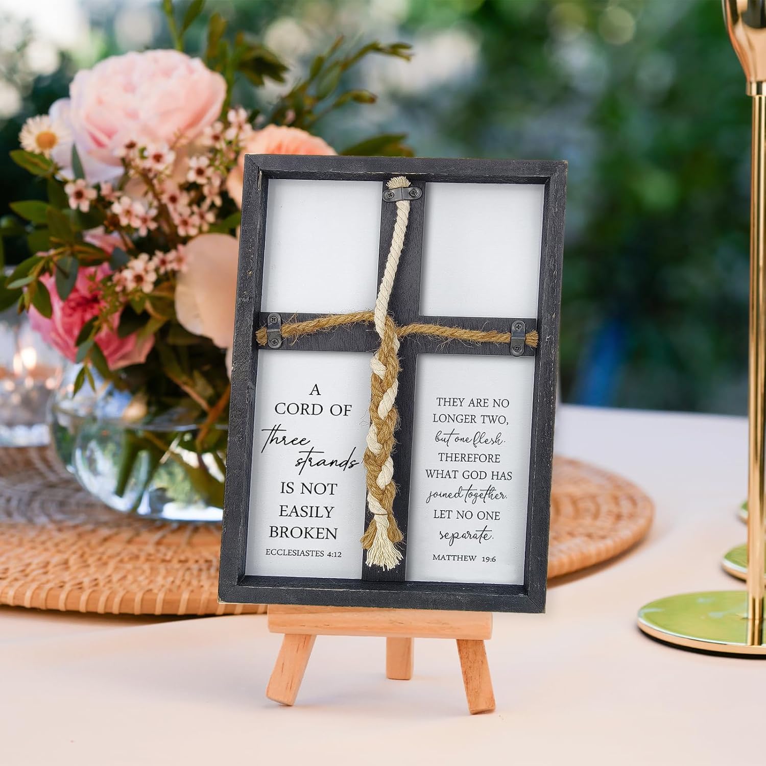 Three Strands Wedding Sign Wall Decor Unity Cross Black
