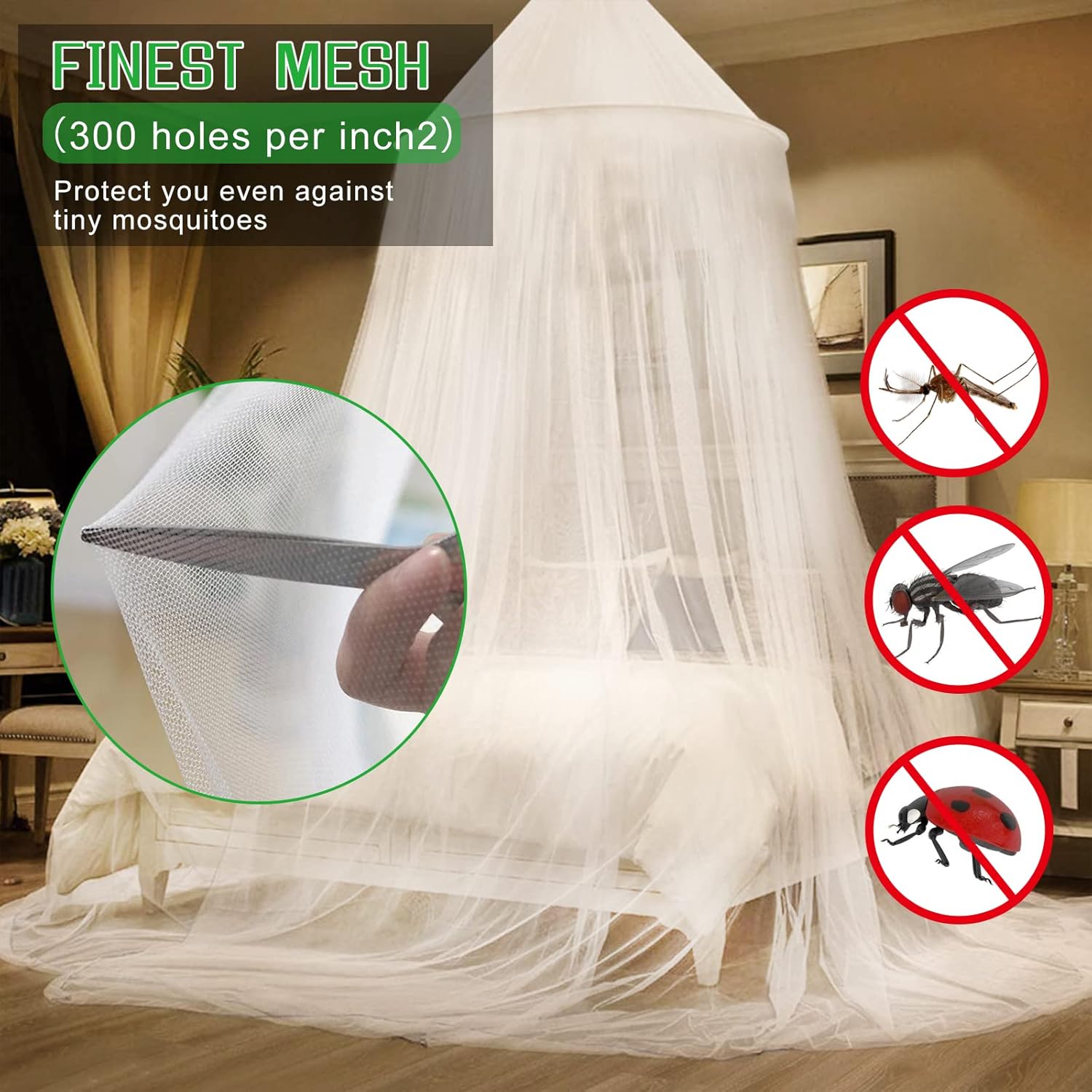 VISATOR Dome Mosquito Net Bed Canopy for Girls and Adults