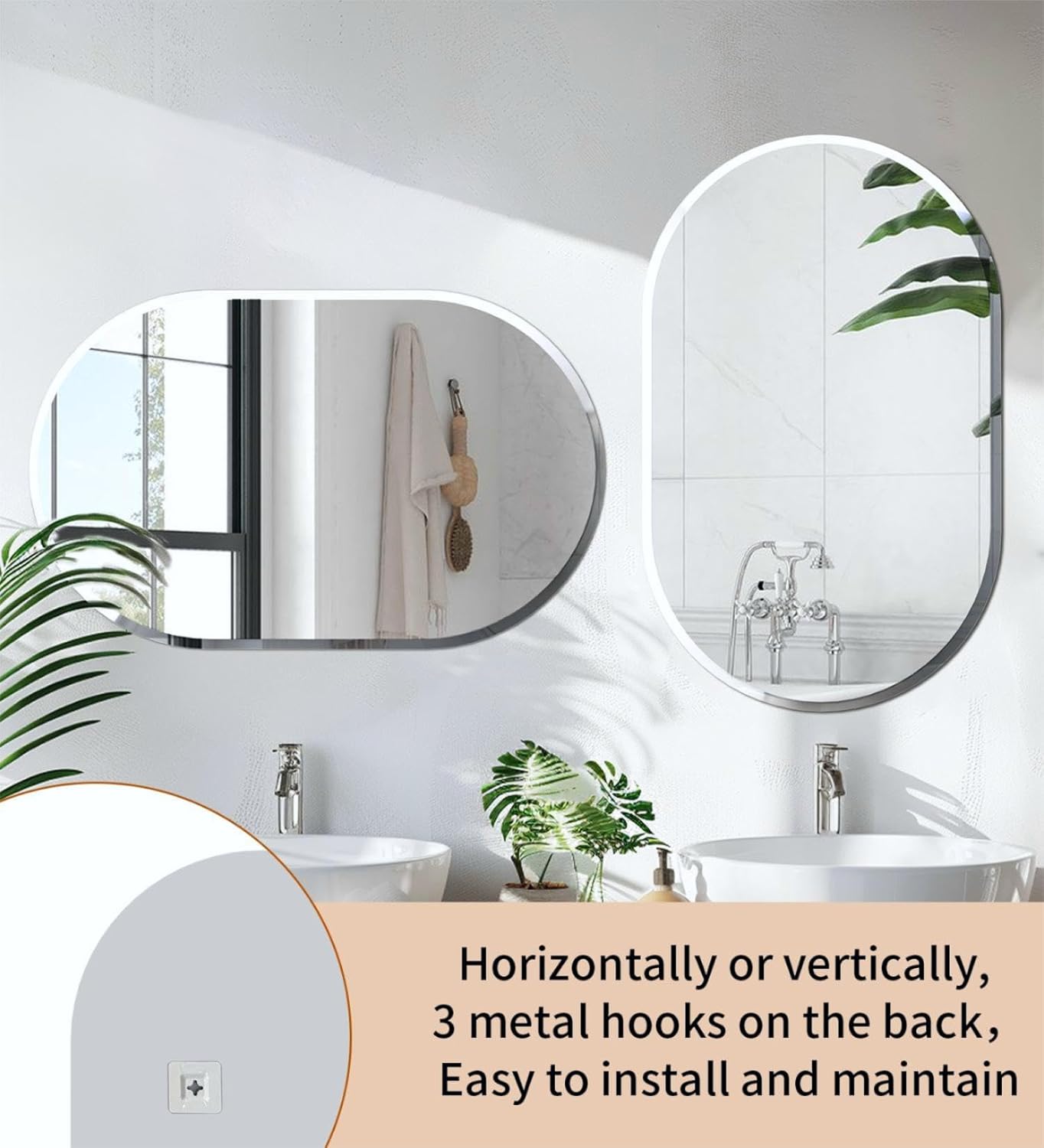 Artloge Frameless Oblong Wall Mirror 40x20 Inch