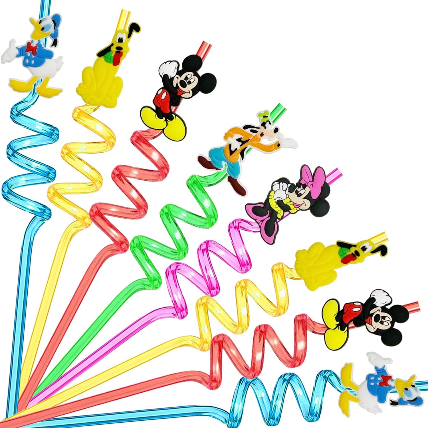 25pcs Mouse Straws with Cleaning Brushes for Birthday Parties