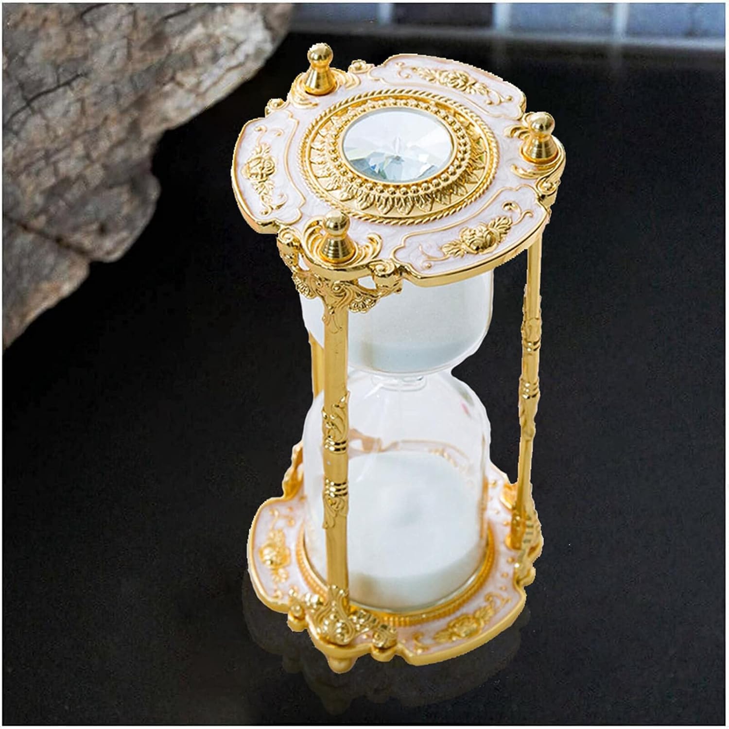 Antique Floral Design Hourglass Timer - 15 Minutes Gold