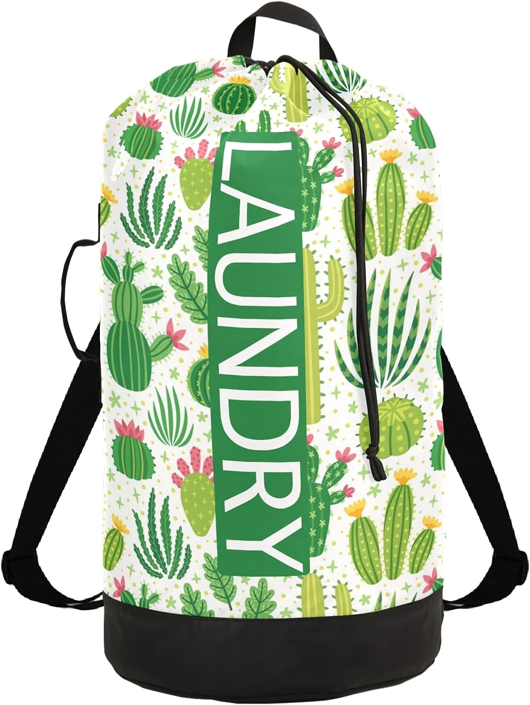 Cactus Laundry Bag Backpack with Dirty Clothes Organizer Extra Large Heavy Duty