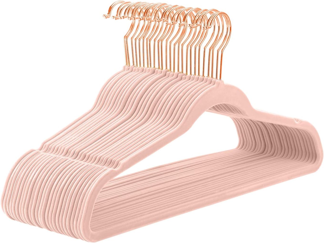 MIZGI Premium Velvet Hangers 50 Pack Blush Pink