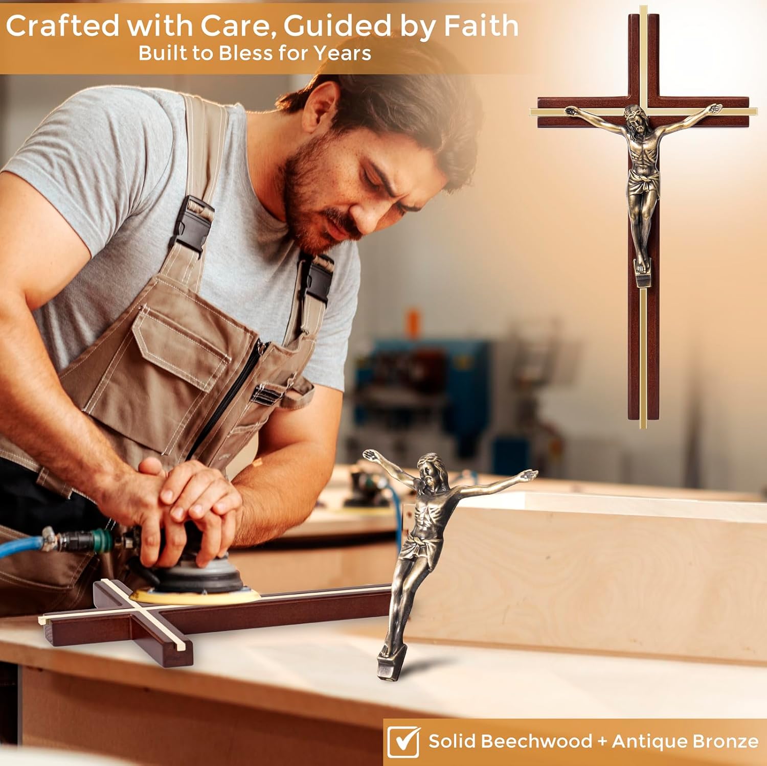 ACHIBANG 10 Inch Wooden Wall Cross with Jesus