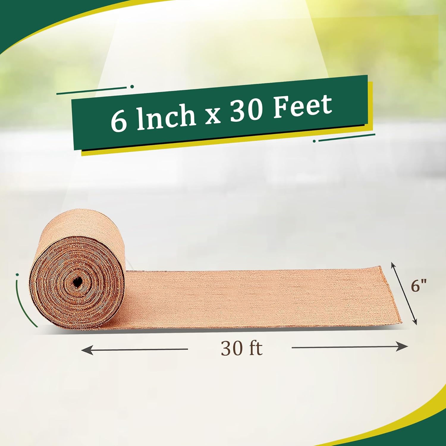 FIBEUSION Burlap Table Runner 6 Inch x 30 Ft