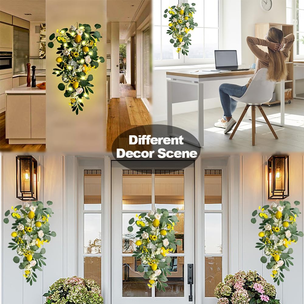Lemon Door Swag with Lights 276 Inch Decor