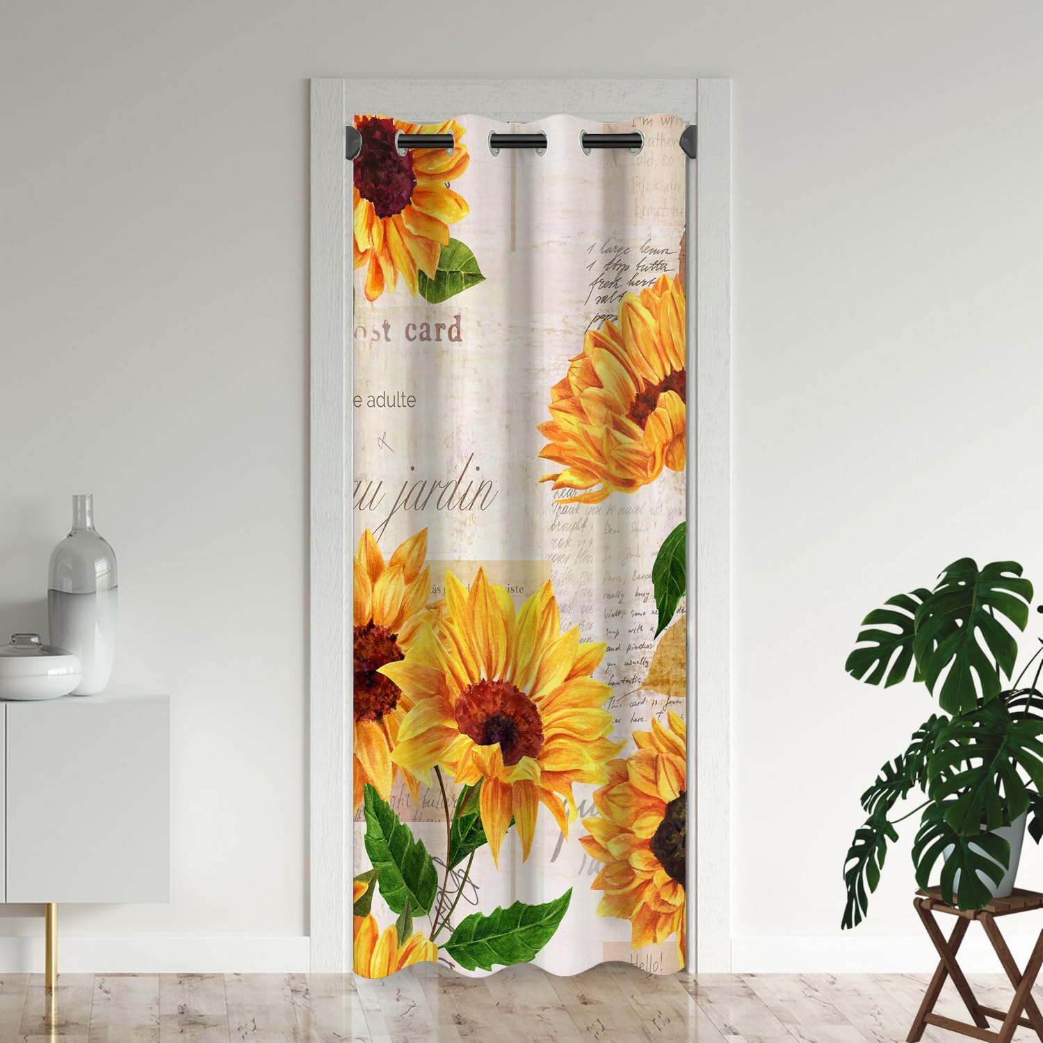 Sunflower Door Curtains for Doorway 59W x 80L