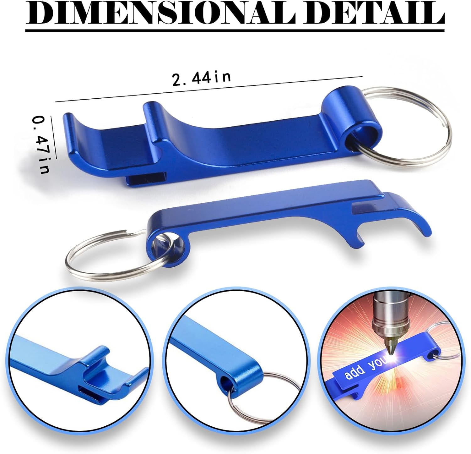 100pcs Custom Engraved Bottle Opener Keychain