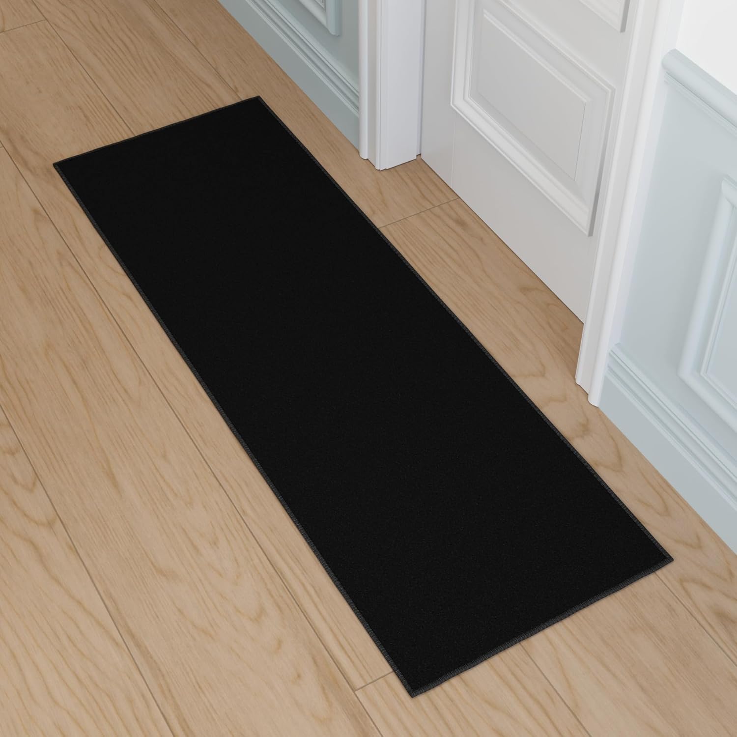 Ottomanson Hallway Runner Rug 22 x 6 Non-Slip Black