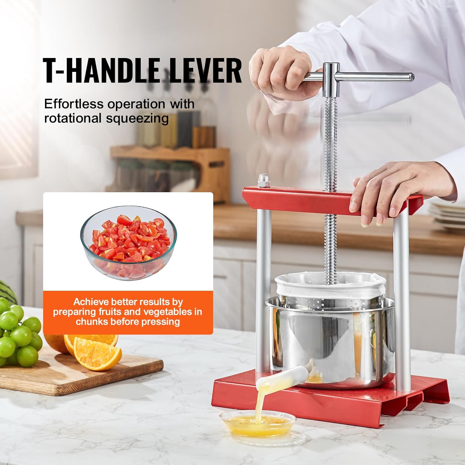 VEVOR Manual Wine Press 2L with Dual Barrels and T-Shaped Handle