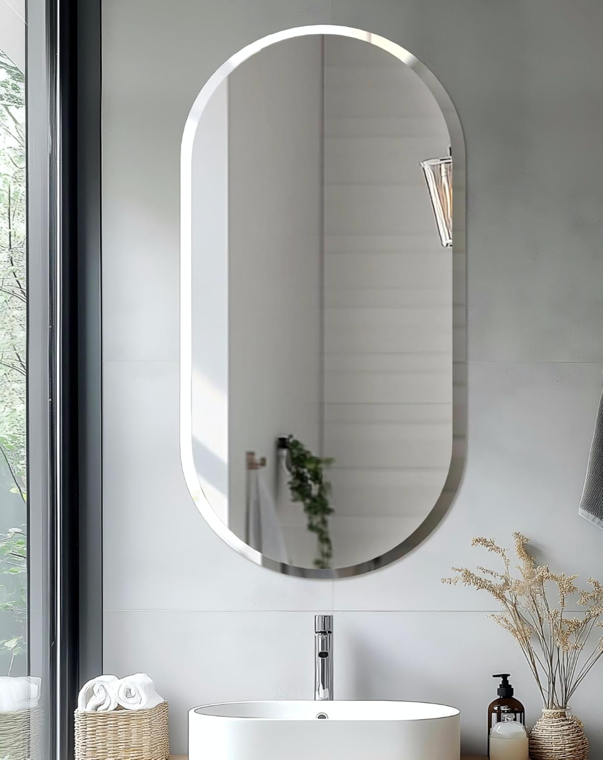 Artloge Frameless Oblong Wall Mirror 40x20 Inch