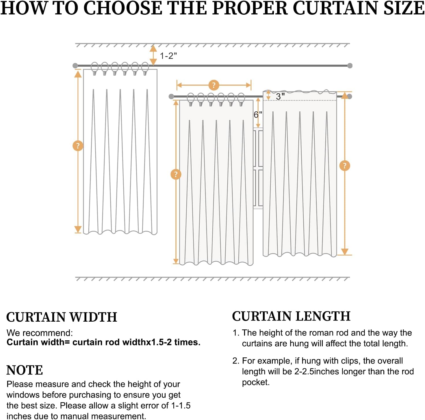 100 Linen Blackout Curtains 2 Panels Set 96 Inch Long