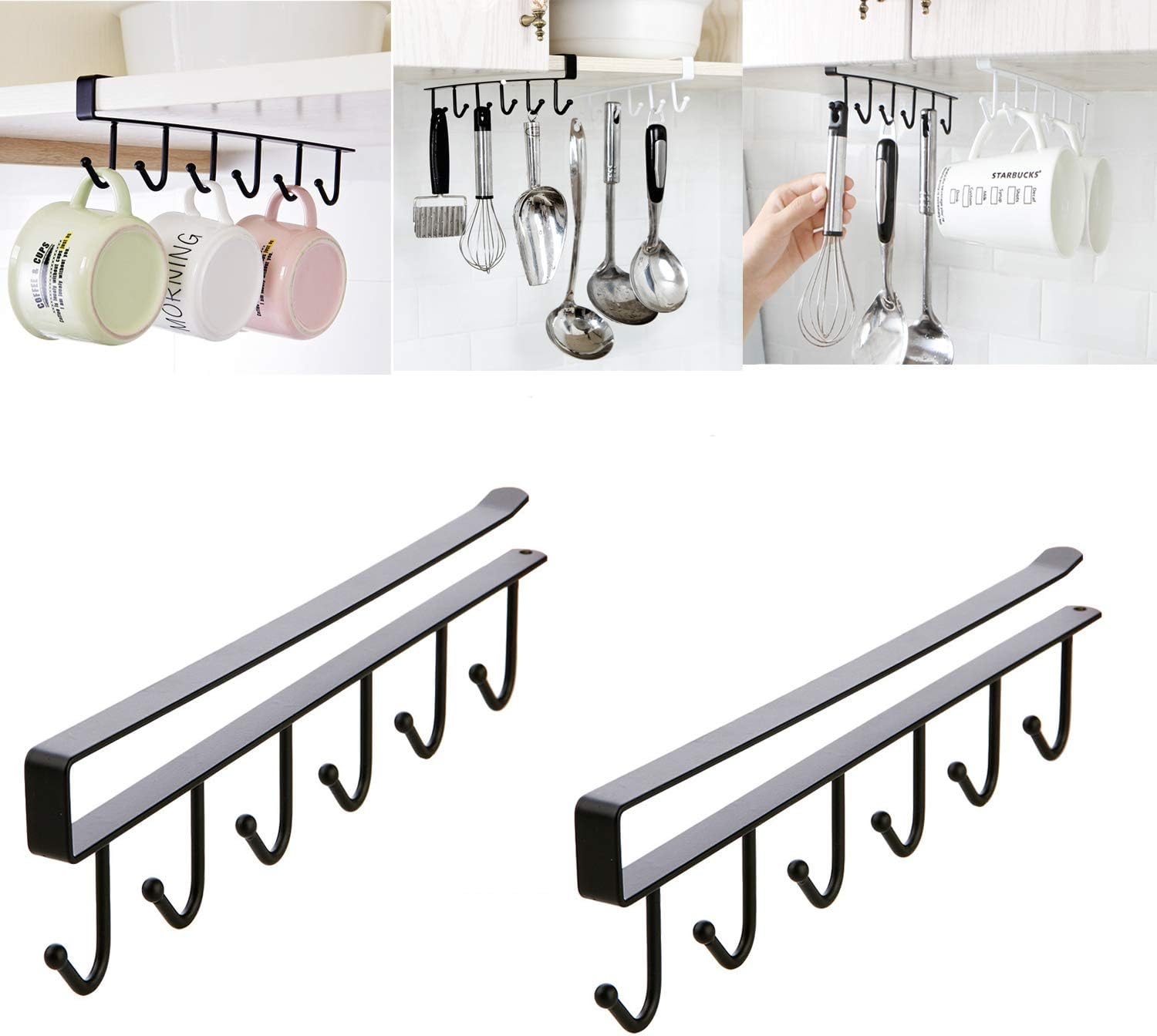 Iron Mug Holder with Adhesive Nails - 2 Pcs