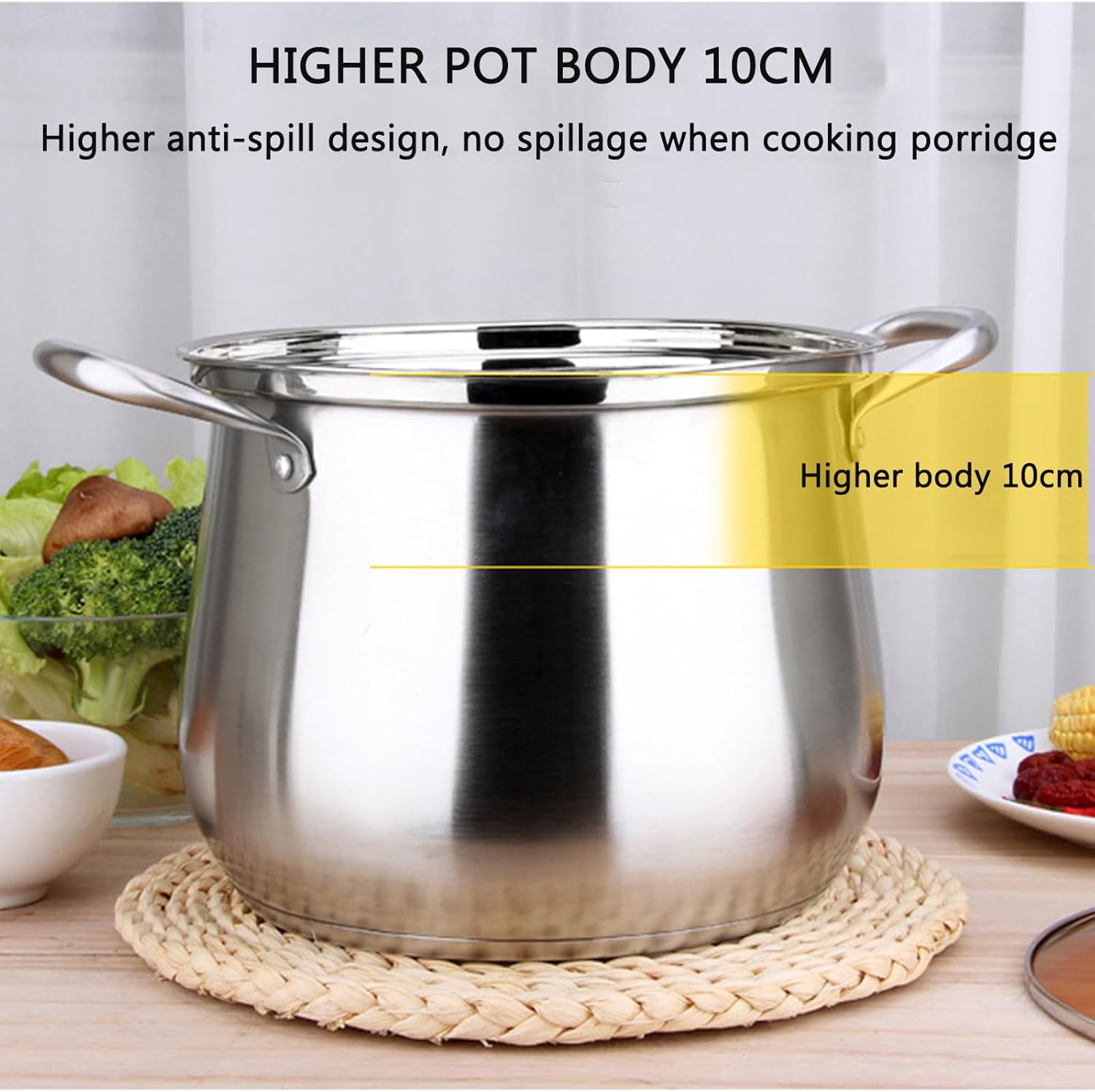 SVRITE 109Qt Stainless Steel Stock Pot with Lid and Steamer Basket