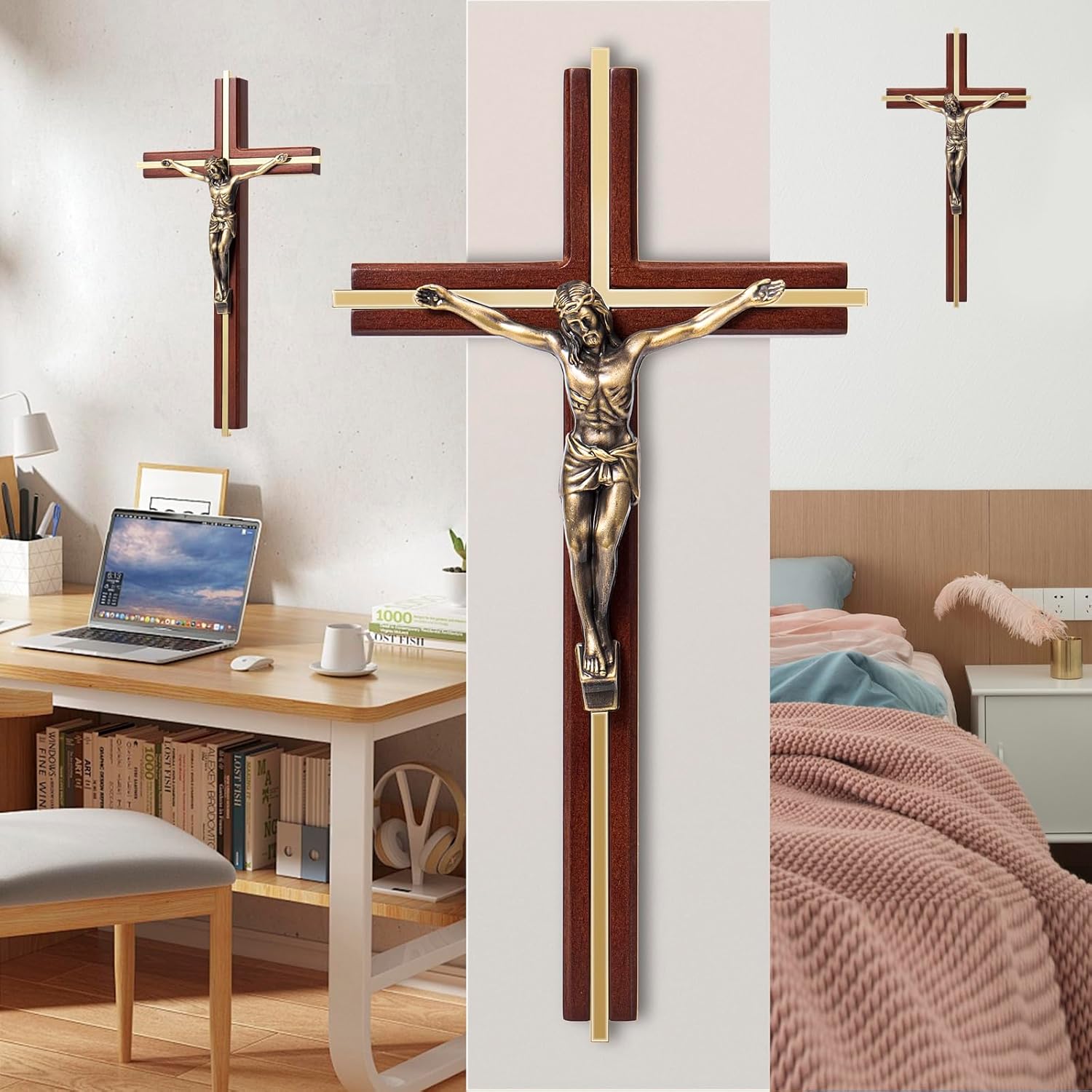 ACHIBANG 10 Inch Wooden Wall Cross with Jesus