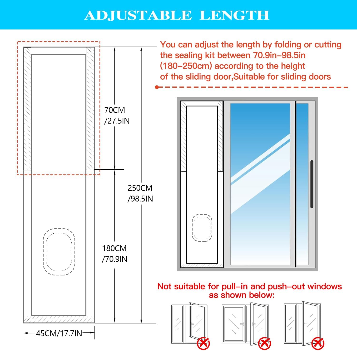 Gulrear Inverter Portable AC Sliding Door Seal Kit