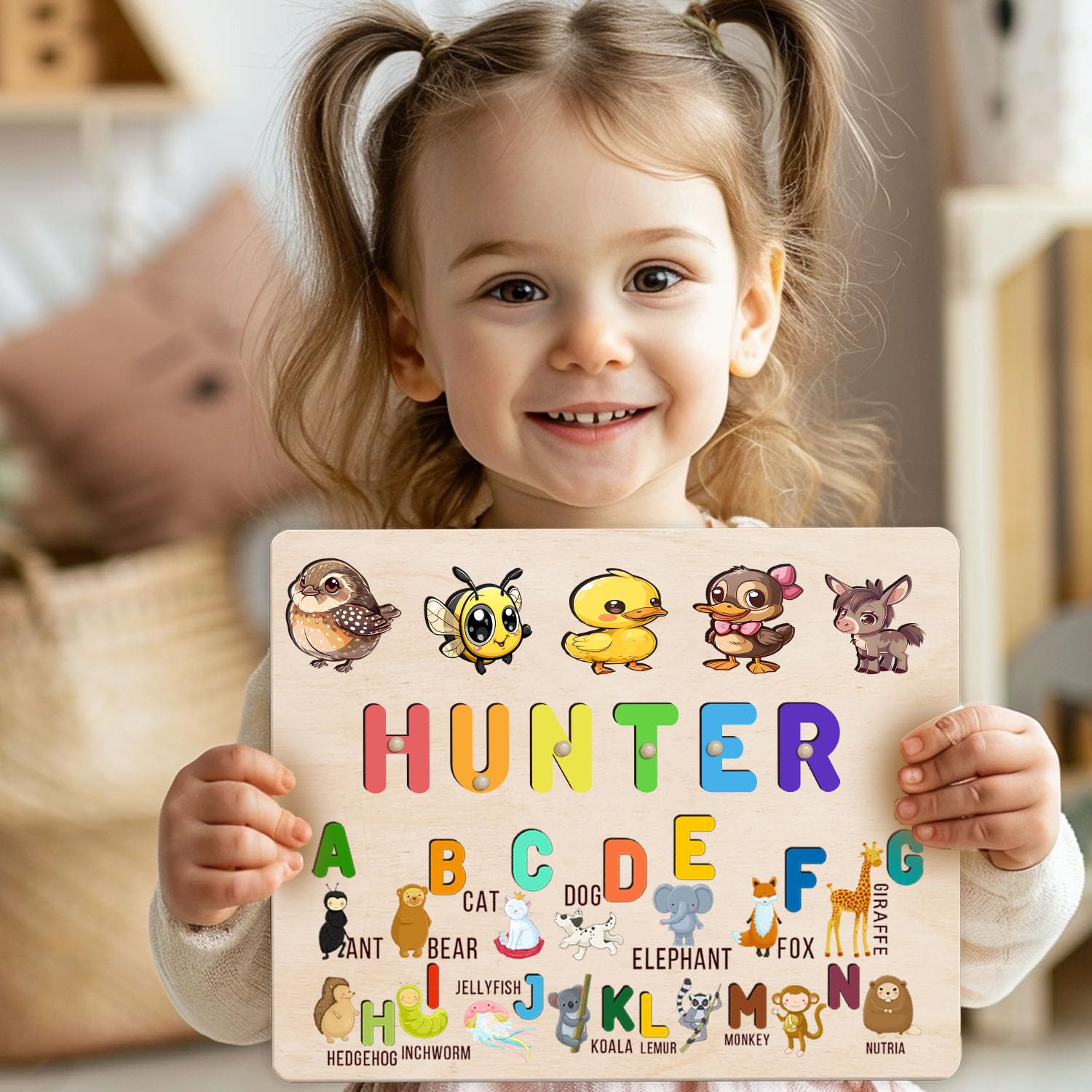 Personalized Wooden Name Puzzle for Baby Boy and Girl