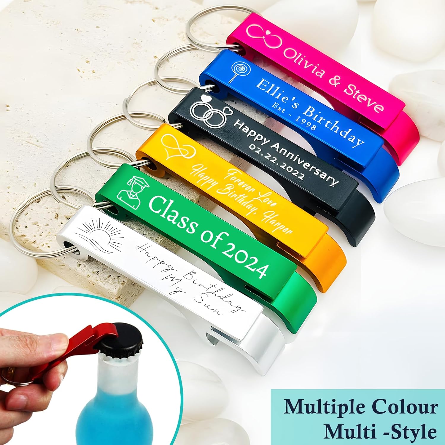 Personalized 100pcs Bottle Opener Keychain Set