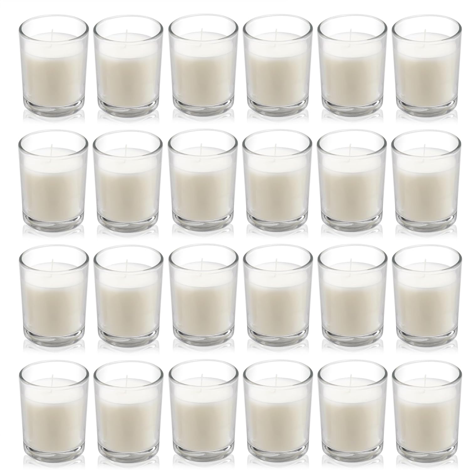 Housecret 24 Pack Warm White Clear Glass Votive Candles
