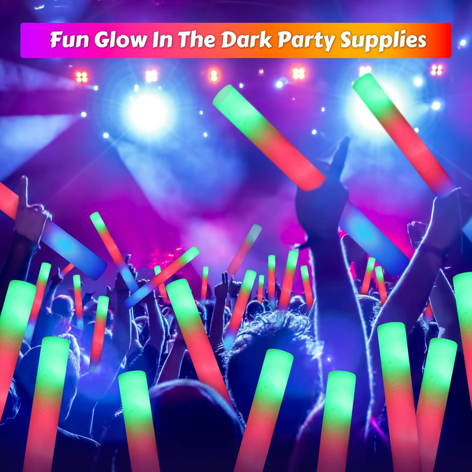 OLUPP 70 PCS LED Foam Glow Sticks with 3 Modes