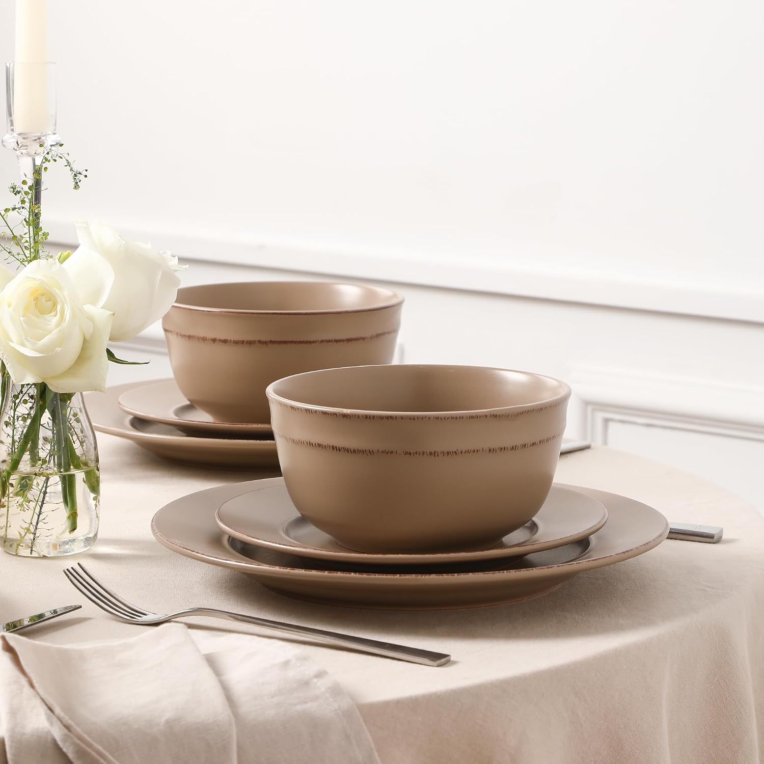 Earth Clay Hazel 12-Piece Stoneware Dinnerware Set